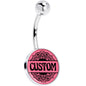 Custom Pink Mandala Personalized Name Belly Ring