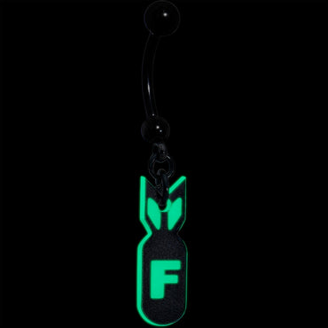 Black Glow in the Dark F Bomb Dangle Belly Ring