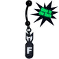 Black Glow in the Dark F Bomb Dangle Belly Ring