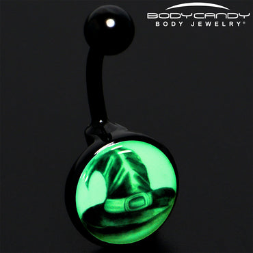 Black Titanium Magic Witch Hat Glow in the Dark Belly Ring