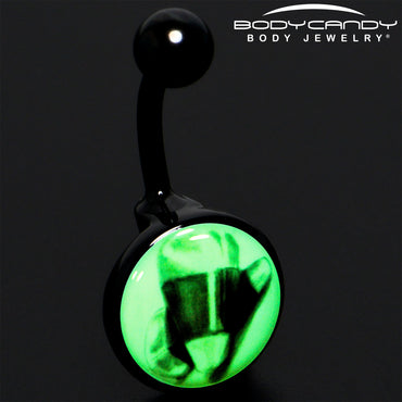 Black Titanium Classic Candy Corn Glow in the Dark Belly Ring