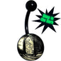 Black Titanium RIP Tombstone Glow in the Dark Belly Ring