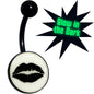 Black Glow in the Dark Lipstick Kiss Mark Belly Ring by Onyx O