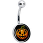 Orange Pumpkin Cat Jack-O-Lantern Belly Ring by Onyx O