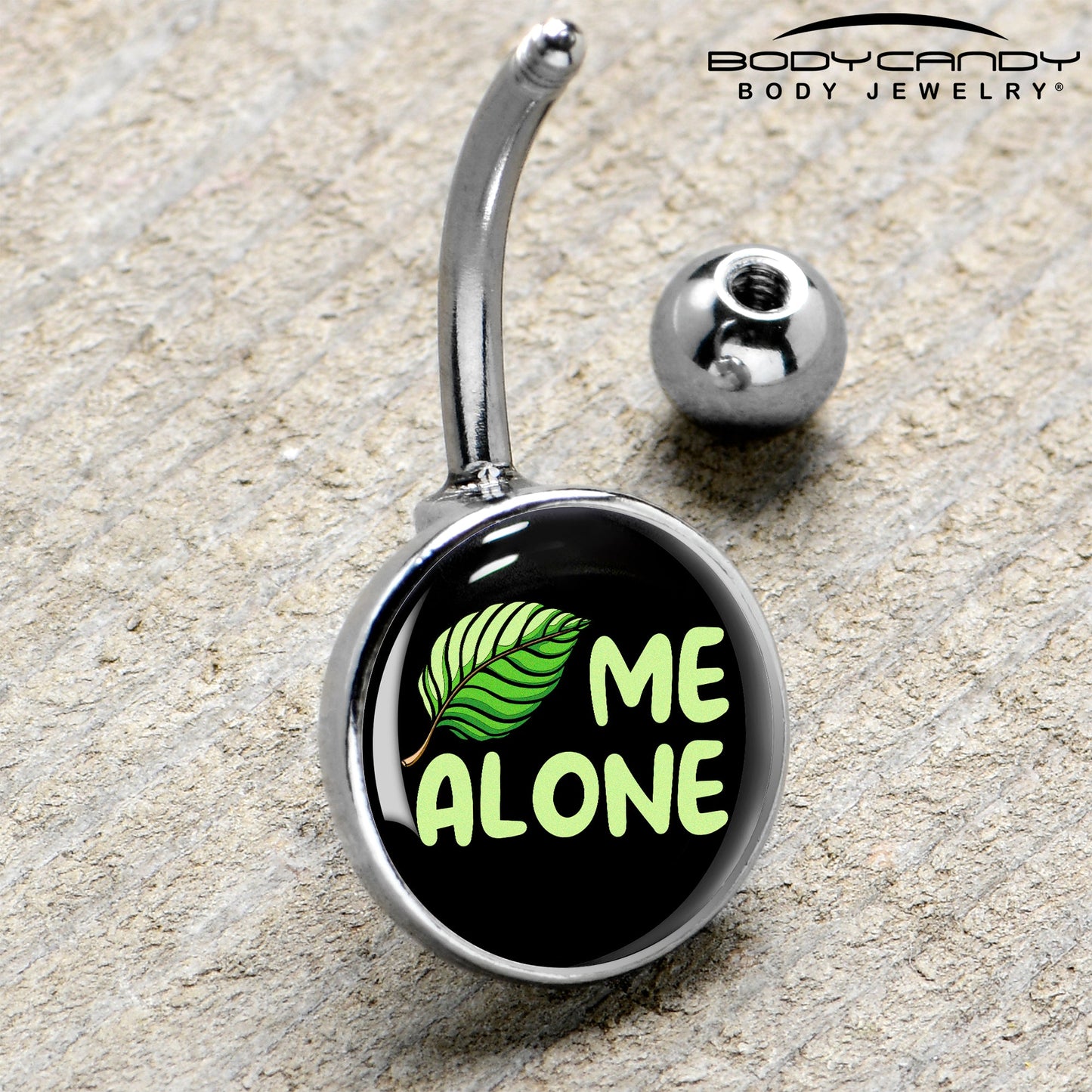 Black Green Leaf Me Alone Belly Ring by Onyx O