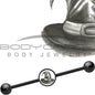 14G Black Anodized Magic Witch Hat Industrial Barbell 37mm