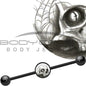 14G Black Anodized Halloween Webbed Skull Industrial Barbell 37mm