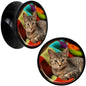 Black Acrylic Custom Photo Saddle Plug - buy 2 for a pair
