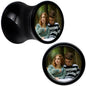 Black Acrylic Custom Photo Saddle Plug - buy 2 for a pair