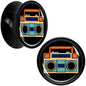 Black Acrylic Retro Boombox Double Flare Plug Set by Onyx O