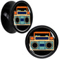 Black Acrylic Retro Boombox Double Flare Plug Set by Onyx O