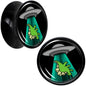 Black Acrylic Alien UFO Dinosaur Abduction Double Flare Plug Set by Onyx O