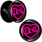 Hollow Heart Doll Word Black Acrylic Saddle Plug Set by Onyx O