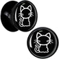 Black and White Kitty Cat Black Acrylic Saddle Plug Set 8mm to 20mm by Onyx O