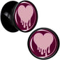 Pinkish Melting Heart Black Acrylic Saddle Plug Set by Onyx O