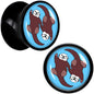 Oh My Otters Animal Black Acrylic Saddle Plug Set by Onyx O