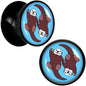 Oh My Otters Animal Black Acrylic Saddle Plug Set by Onyx O