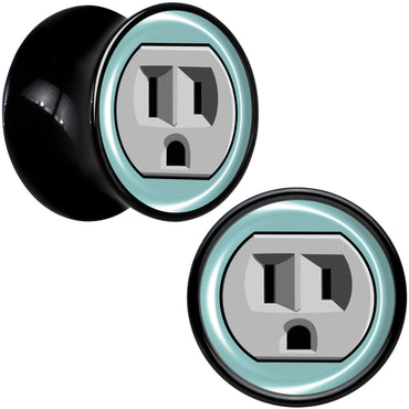 0G Frowning Plug OutletBlack Acrylic Saddle Plug Set by Onyx O