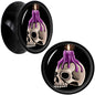 Black Acrylic Burning Skull Candle Double Flare Plug Set by Onyx O