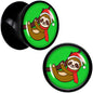 Holiday Santa Sloth Black Acrylic Saddle Plug Set by Onyx O