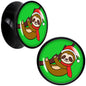 Holiday Santa Sloth Black Acrylic Saddle Plug Set by Onyx O