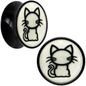 Glow in the Dark Kitty Cat Black Acrylic Saddle Plug Set 8mm to 20mm by Onyx O