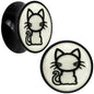 Glow in the Dark Kitty Cat Black Acrylic Saddle Plug Set 8mm to 20mm by Onyx O