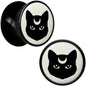 Glow in the Dark Mystic Kitty Cat Black Acrylic Saddle Plug Set by Onyx O