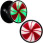 Black Acrylic Peppermint Candy Glow in Dark Double Flare Plug Set by Onyx O