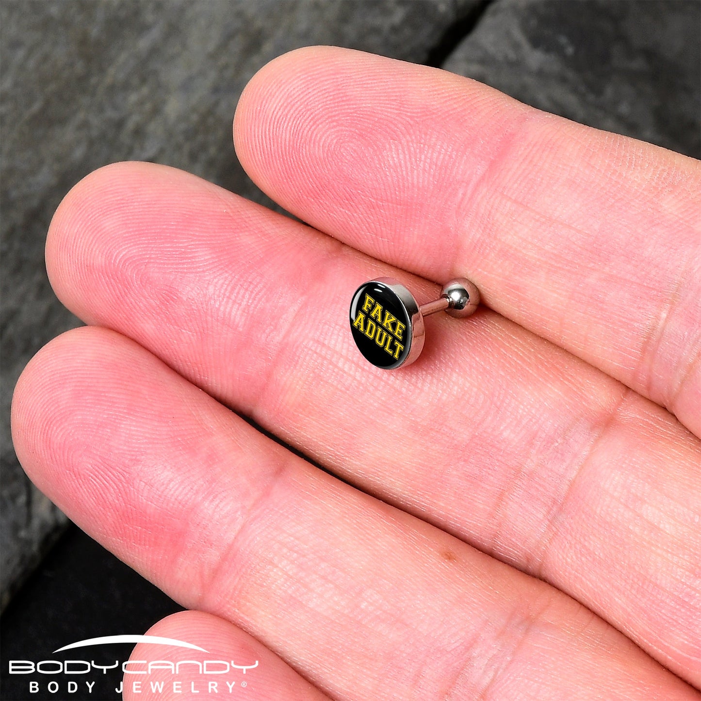 16G 1/4 Black Yellow Fake Adult Tragus Cartilage Earring by Onyx O