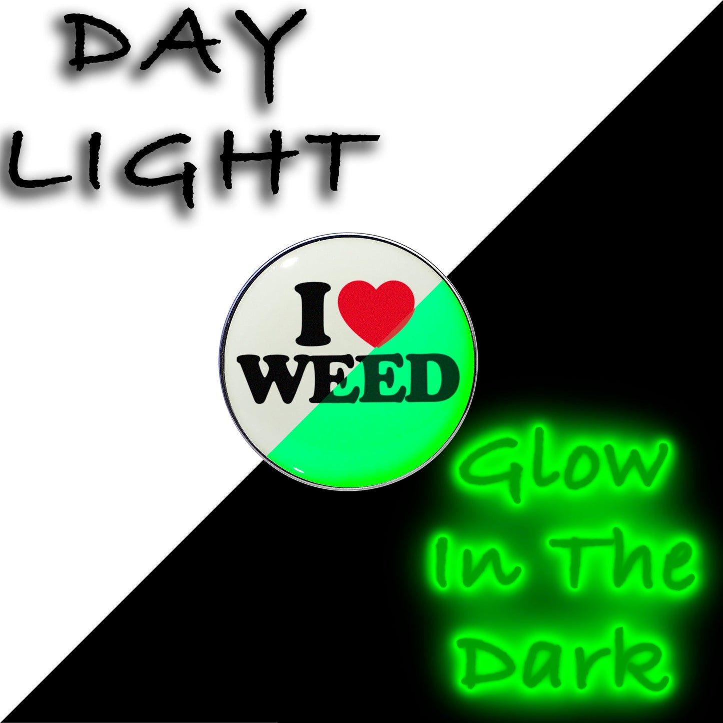16G 1/4 Glow in the Dark I Love Weed Tragus Cartilage Earring by Onyx O