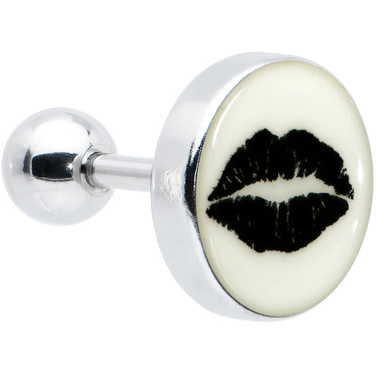 16G 1/4 Lipstick Kiss Black Glow in the Dark Cartilage Earring by Onyx O