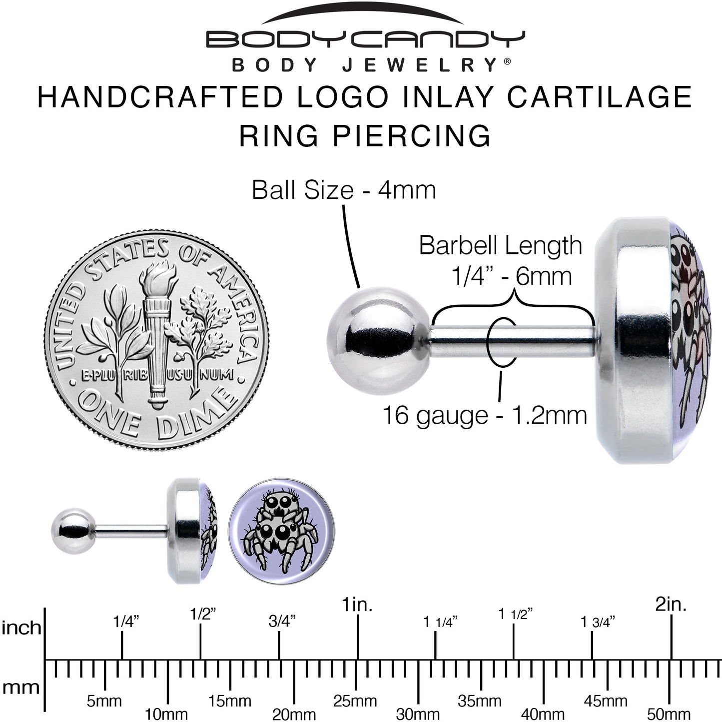 Leaping Leapfrog Spiders Tragus Cartilage Earring by Onyx O