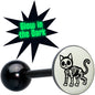 Glow in the Dark Black Anodized Skeleton Kitty Cat Barbell Tongue Ring by Onyx O