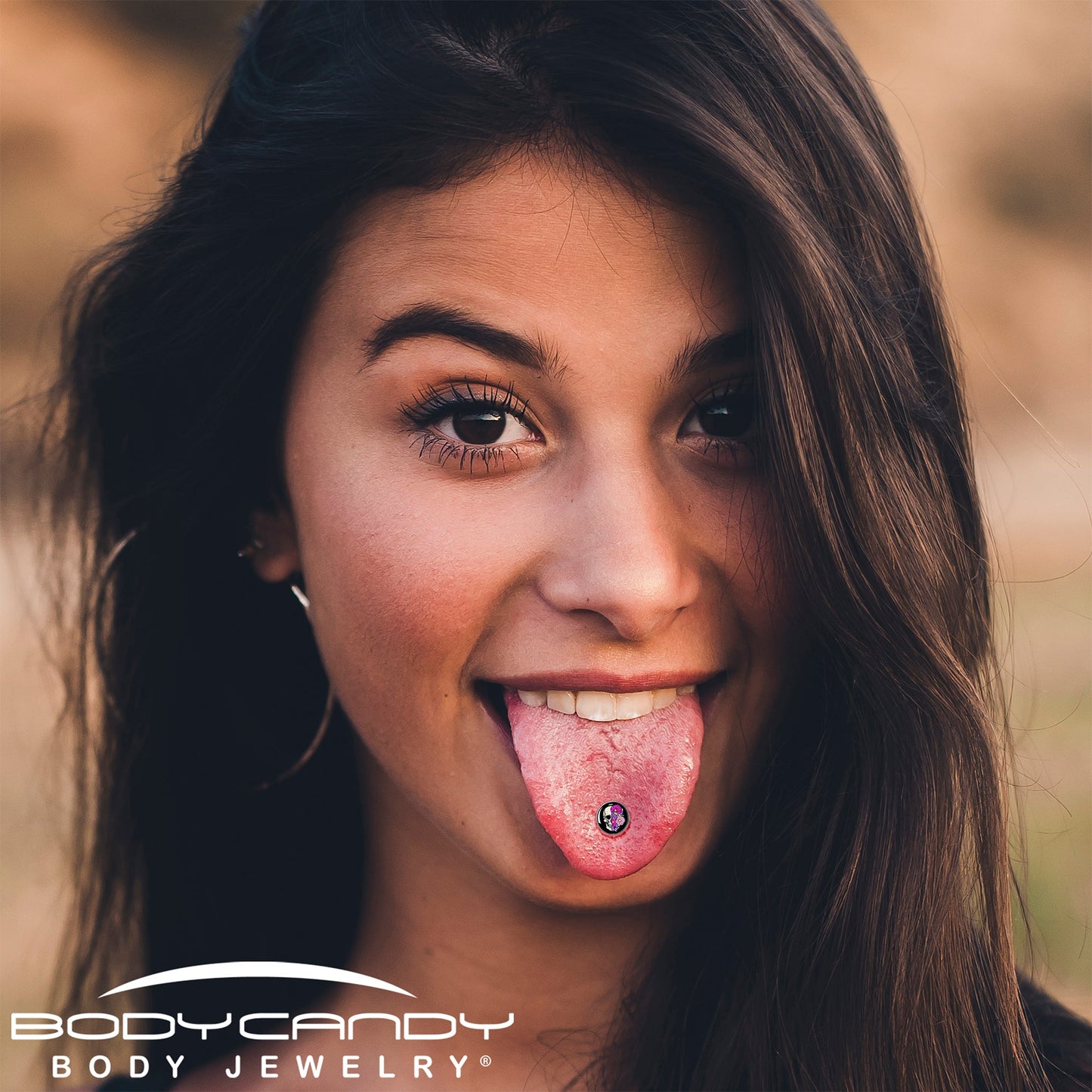 Floral Flowers Skull Barbell Tongue Ring by Onyx O