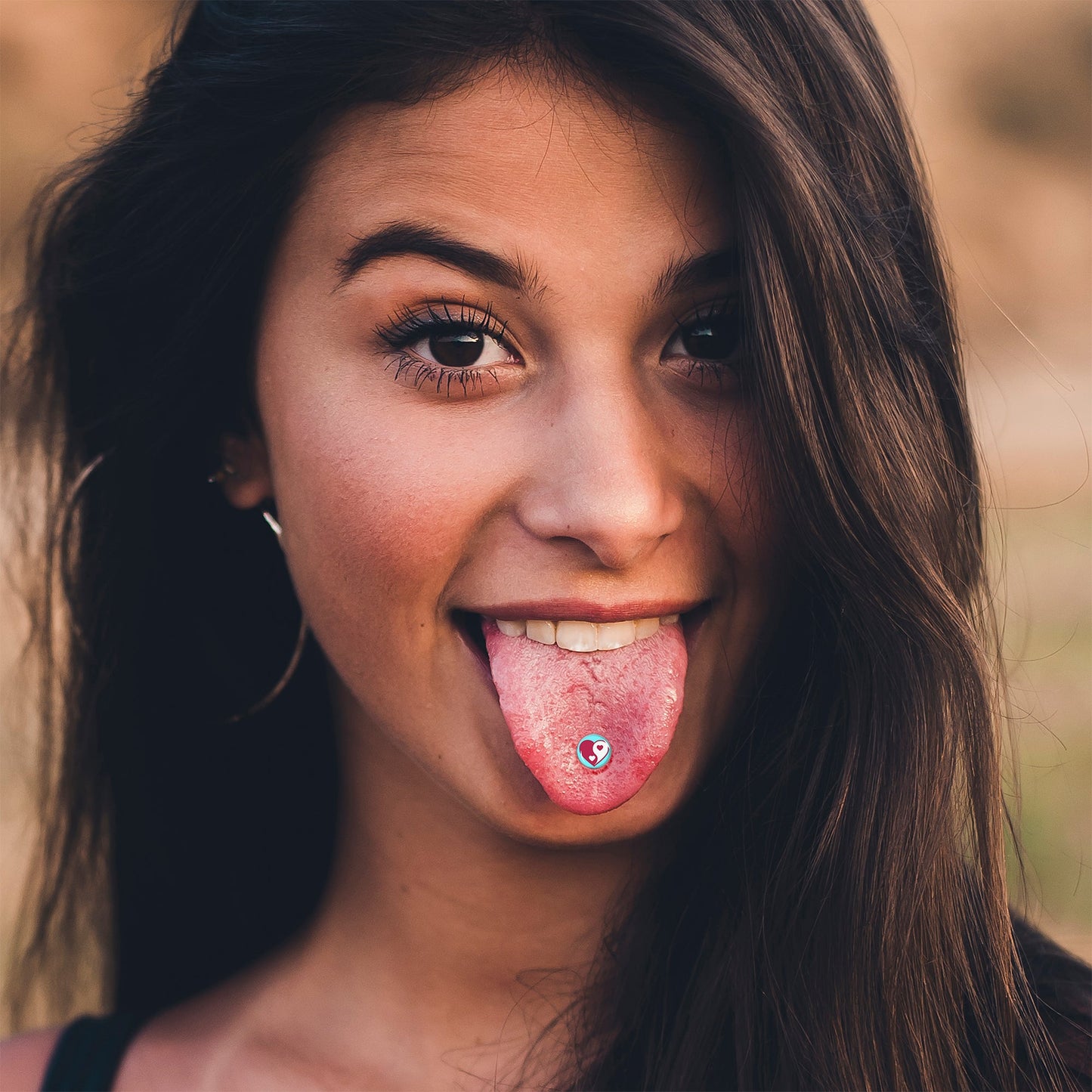 Love Yin Yang Heart Barbell Tongue Ring by Onyx O
