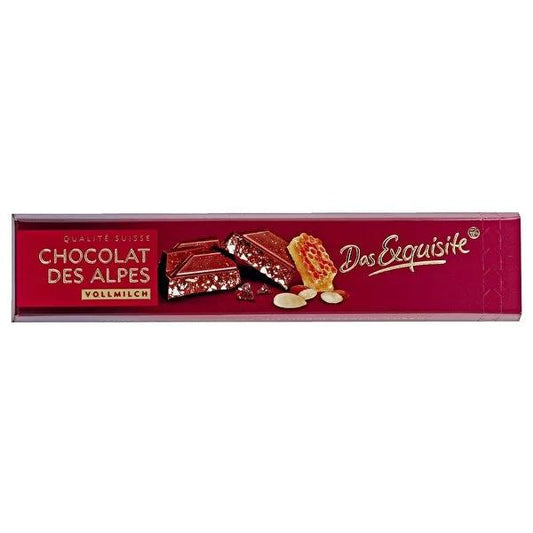 Das Exquisite Swiss Milk Chocolate with Honey & Almond Nougat - Premium Confectionery, 100g