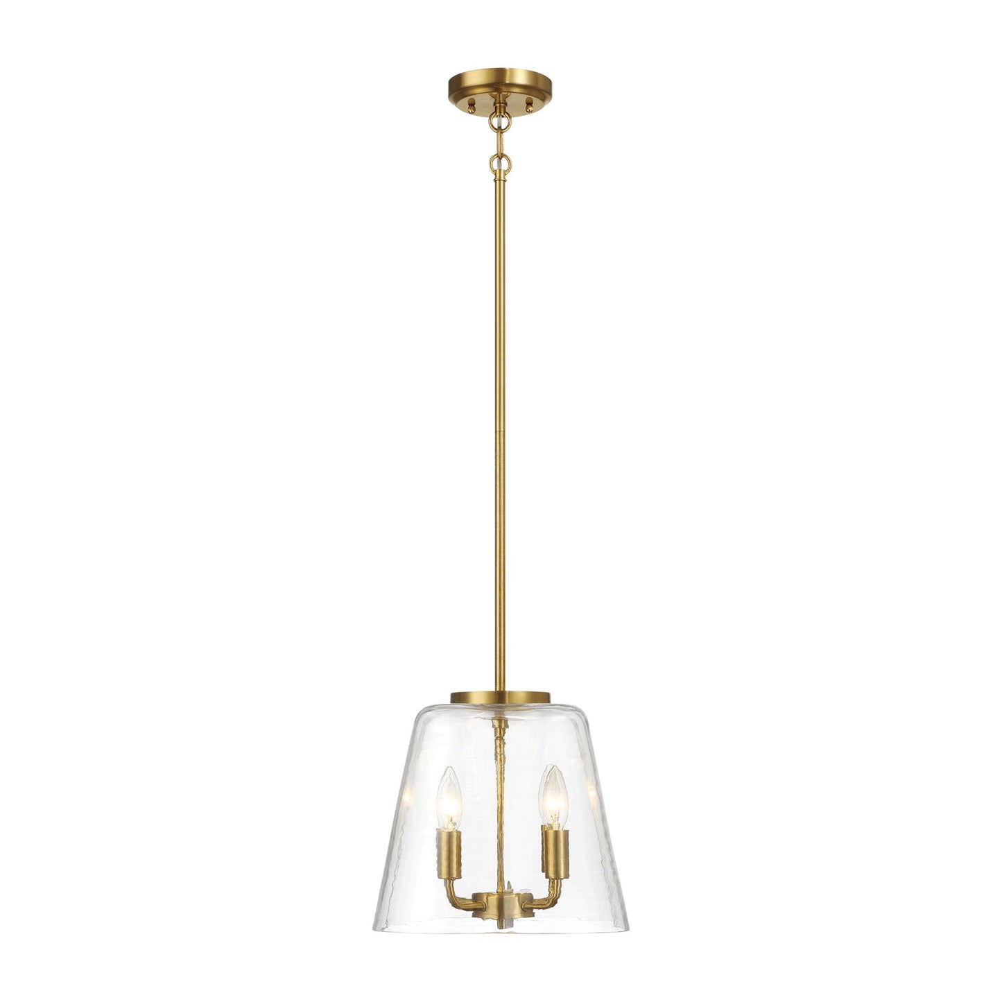 4-Light Candle Pendant Light – Satin Brass Finish & Clear Glass | Elegant Dining Room & Living Room Chandelier