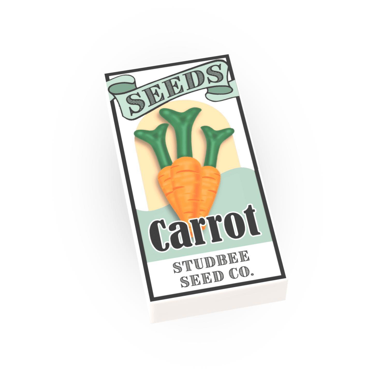 Seed Packet, Carrot - Custom Printed Minifig Scale Tile - Made Using LEGO® parts