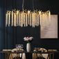 Crystal Waterfall Chandelier | 8-Light Gold Modern Ceiling Light with Cascading Crystal Strands — 24" or 39", Living Room, Dining Room & Foyer