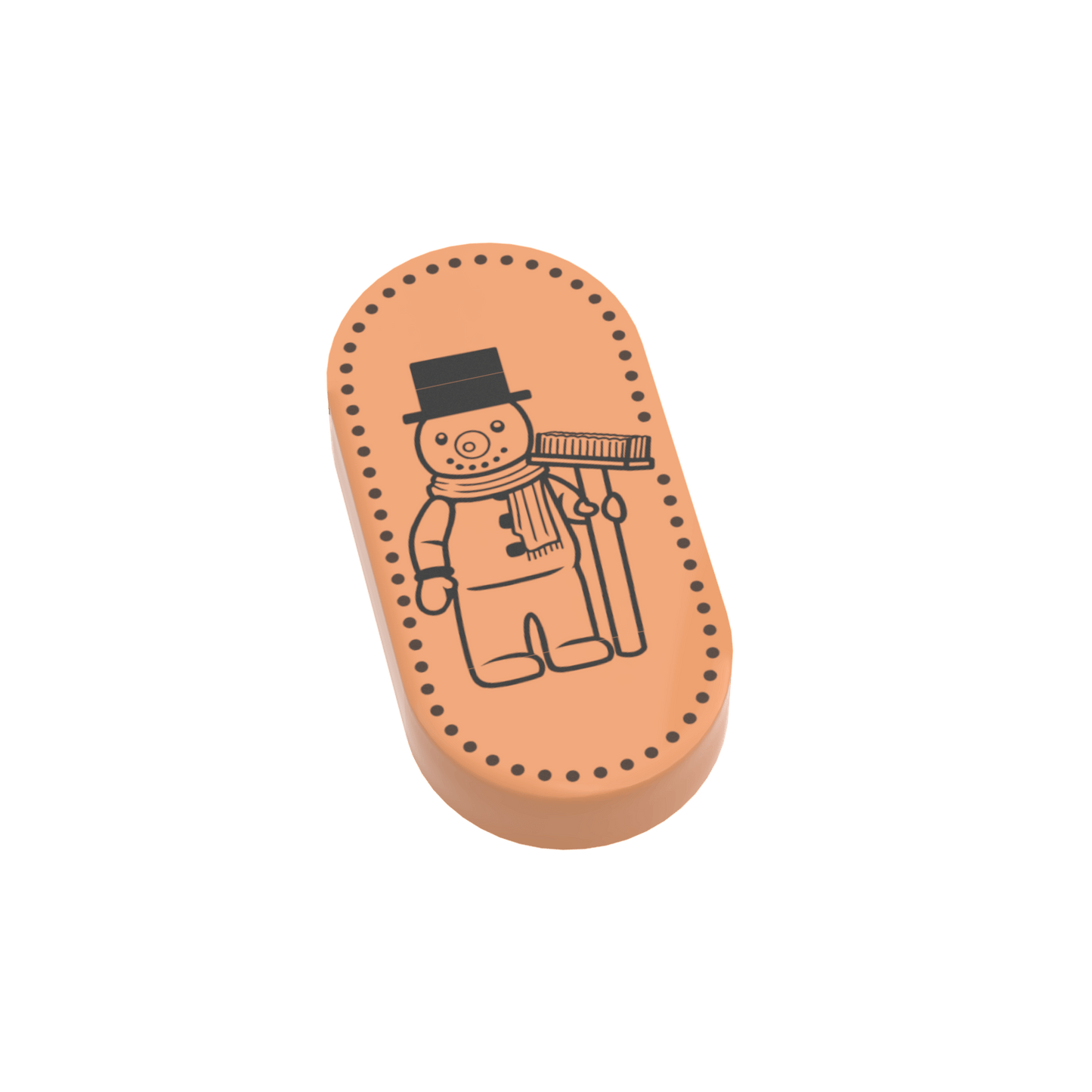 Pressed Penny - Snowman - Custom Printed 1x2 Tile - Made Using LEGO® Parts