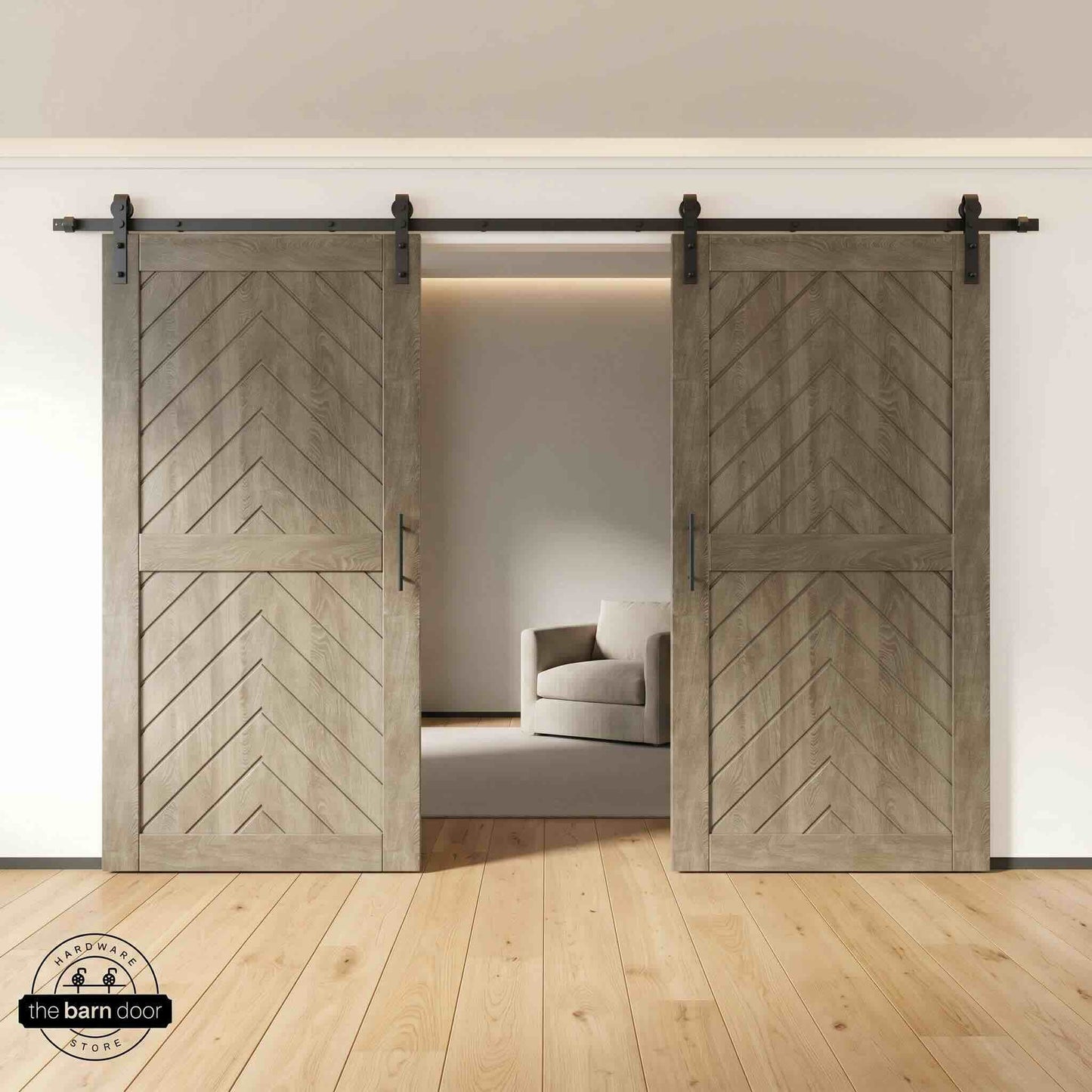 Fishbone Double Barn Door Kit | Black Hardware