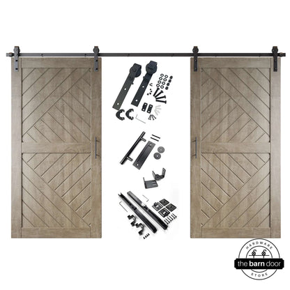 Patterned Double Door Barn Door Kit | Black Barn Door Hardware