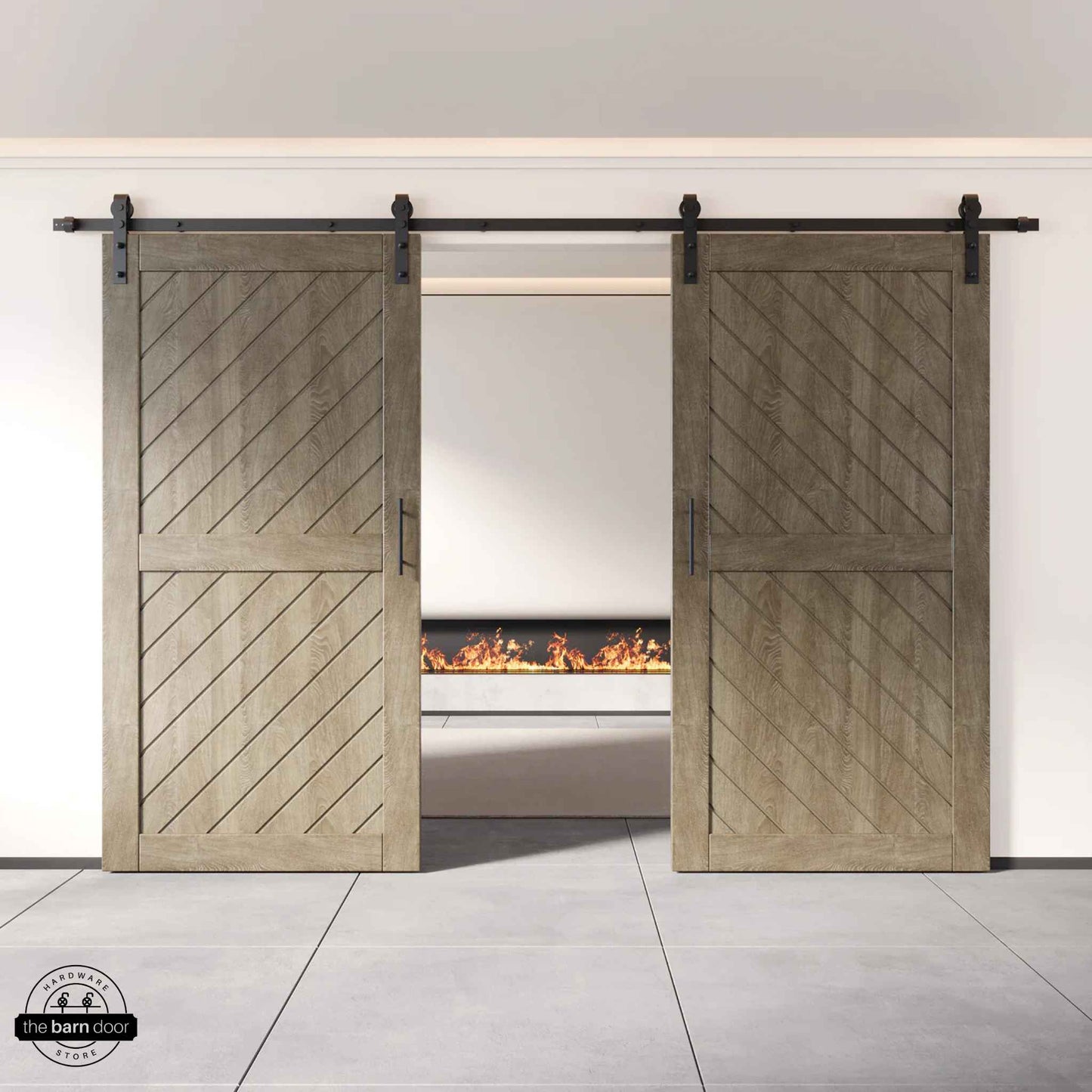 Slanted Double Barn Door Kit | Black Hardware