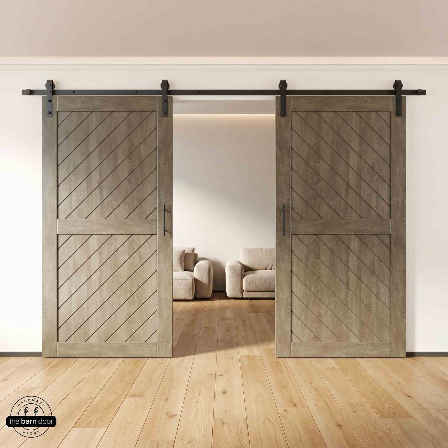 Slanted Double Barn Door Kit | Black Hardware