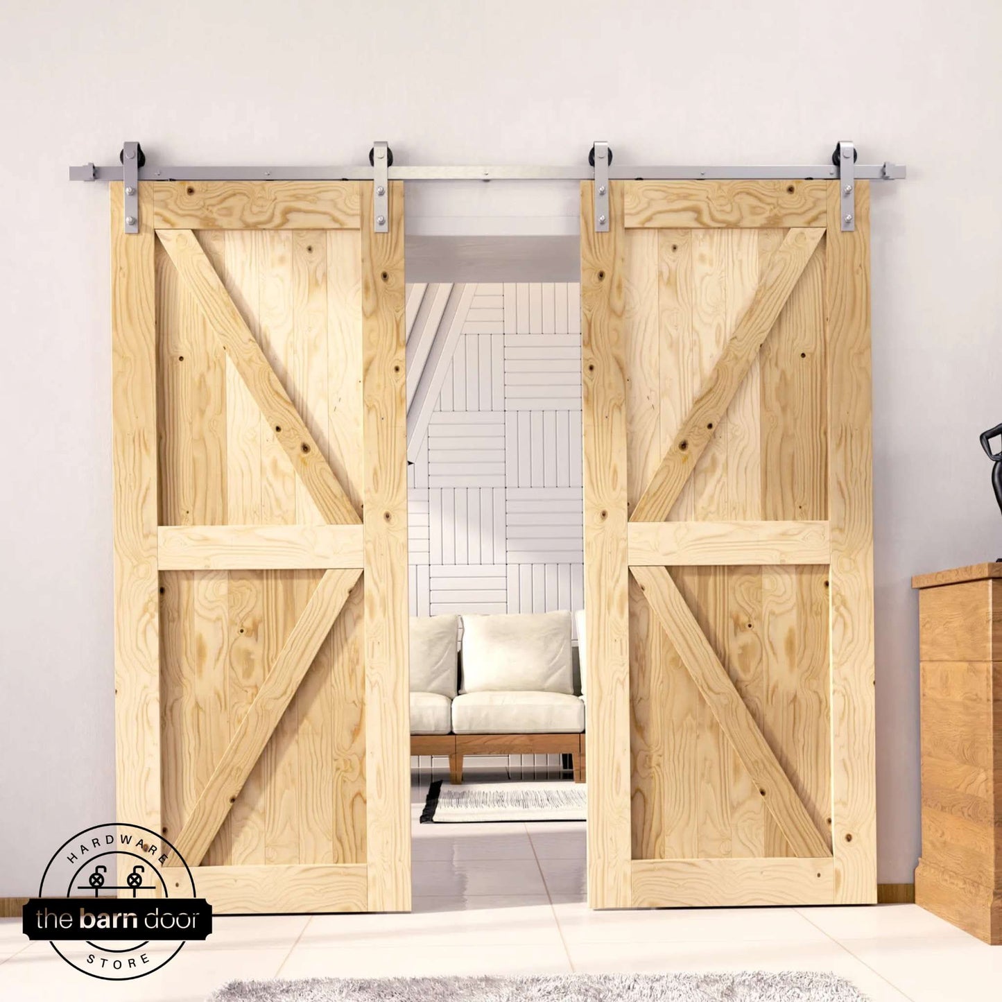 Classic Double Barn Door Kit | Brushed Nickel Hardware