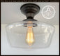 Large Clear Glass Schoolhouse Ceiling Light | 12"