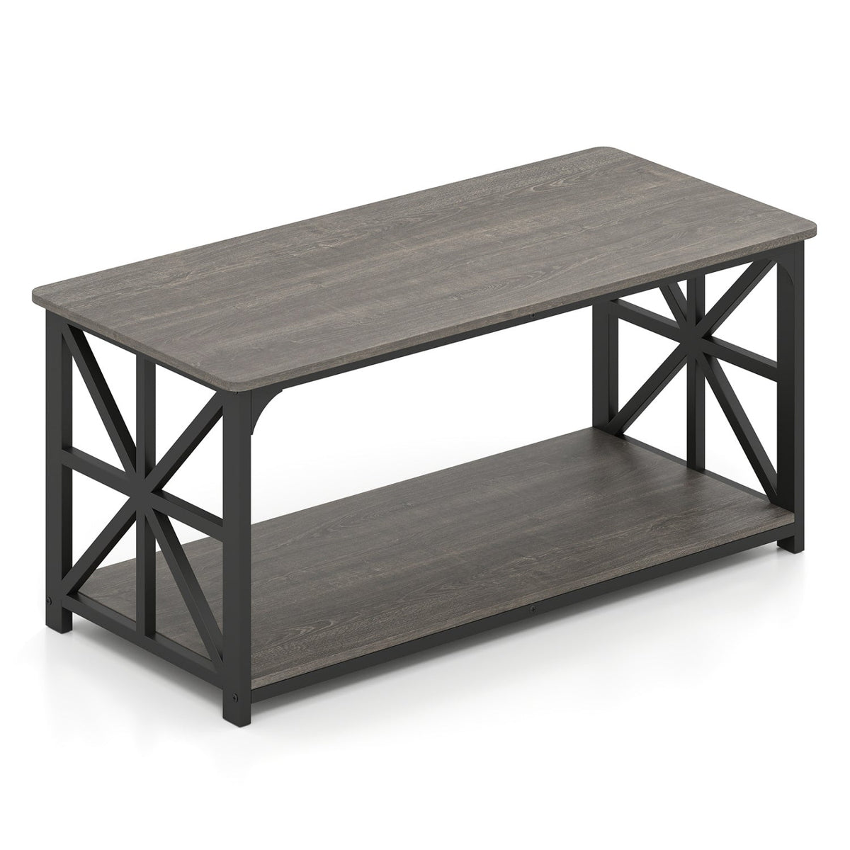 Coffee Table 2-Tier Center Table with Storage Shelf