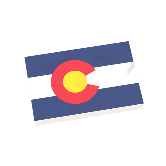 Colorado State Flag - Minifig Scale - Custom Printed - 2x3 Tile Made using LEGO® Parts