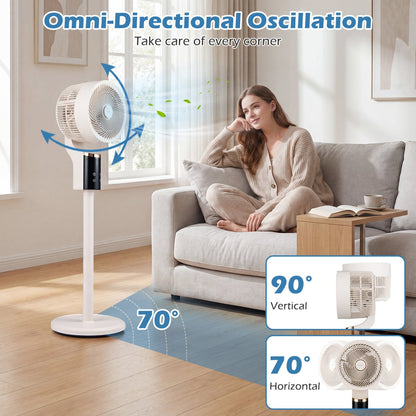 Compact Oscillating Standing Fan with 70° Oscillation and 90° Tilt for Home Office